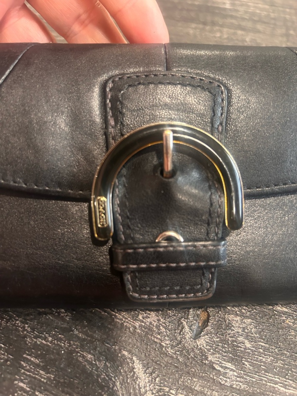 Coach Black SoHo Enamel Buckle Trifold Wallet - Picture 5 of 14